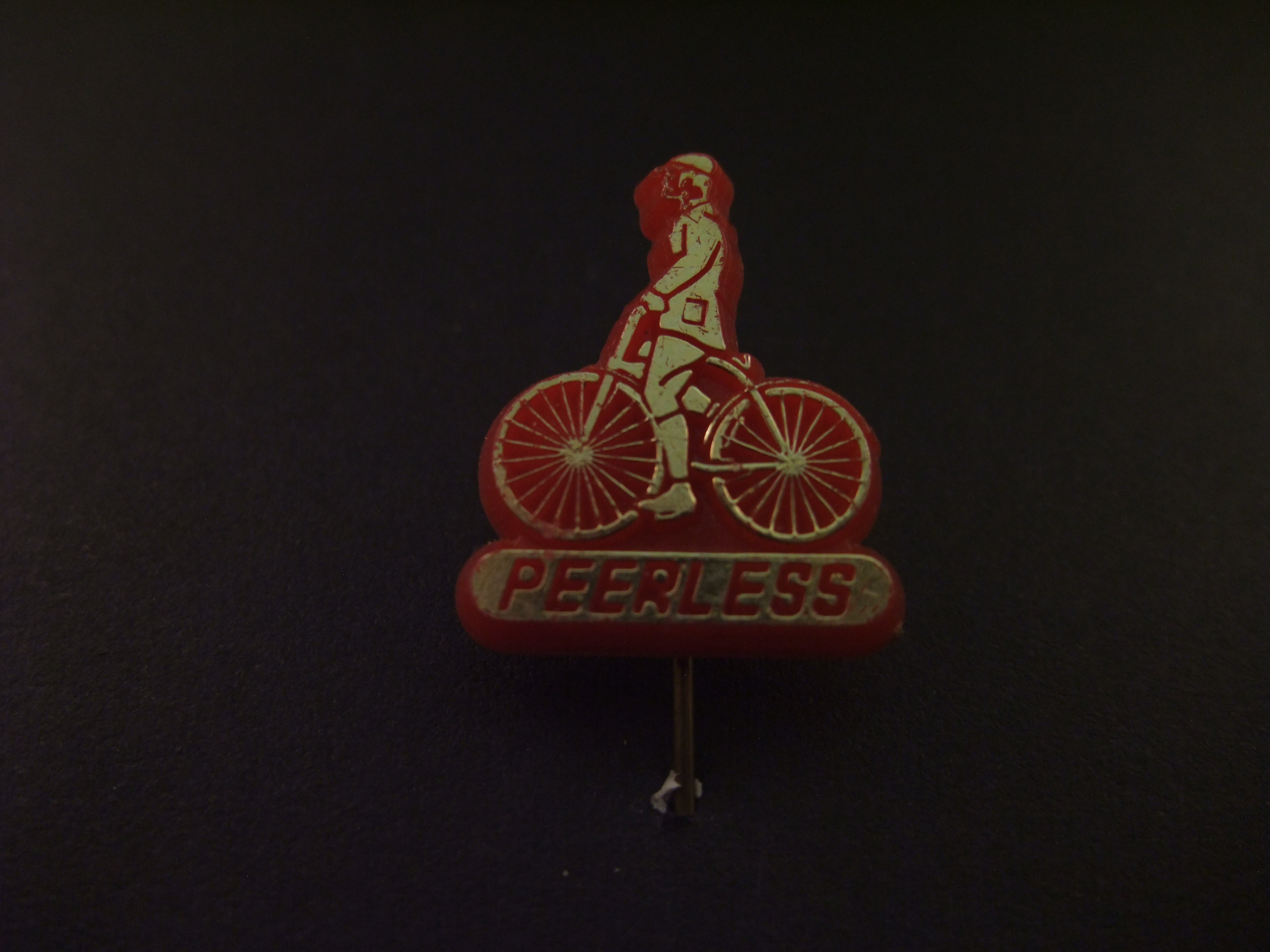 Peerless fietsenfabriek Hilversum rood -goudkleurig